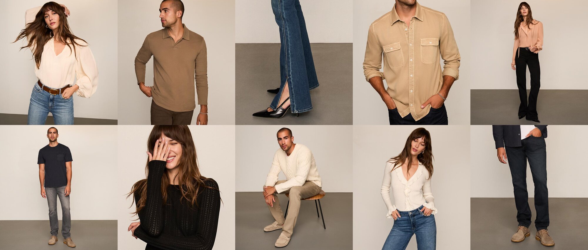 Collage of men and women wearing PAIGE product