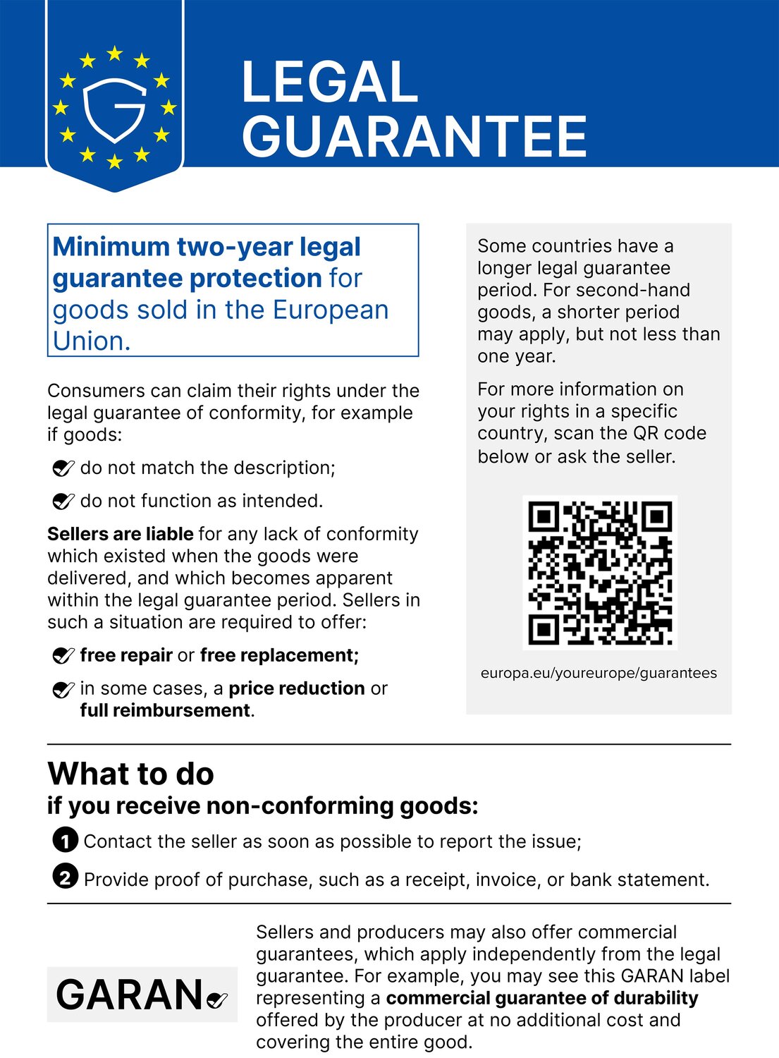 EU Consumer Legal Guarantee
