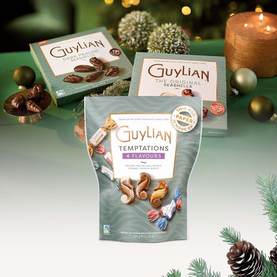 Julegodteri – Guylian belgisk sjokolade i gavepakke med forskjellige smaker