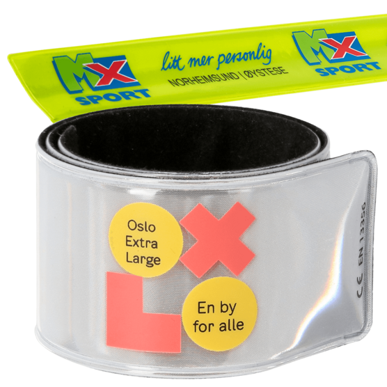 Slapwrap refleks med farget trykk. Praktisk refleksarmbånd med god synlighet og profilering.