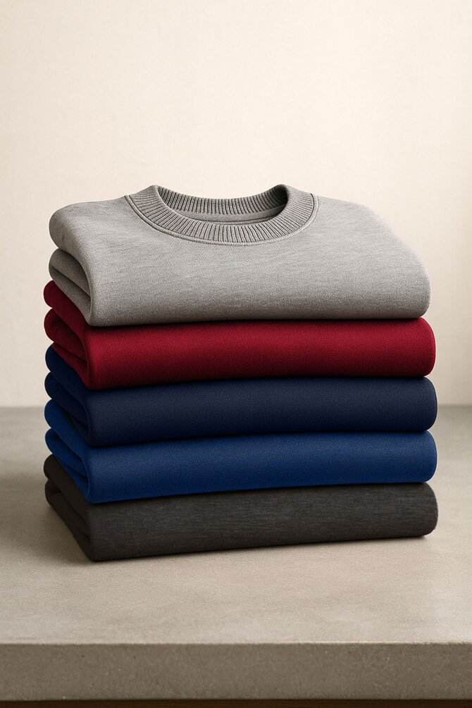 Clique Classic Collegegensere pent brettet i grå, rød, blå og sort – tidløs passform og høy kvalitet. 