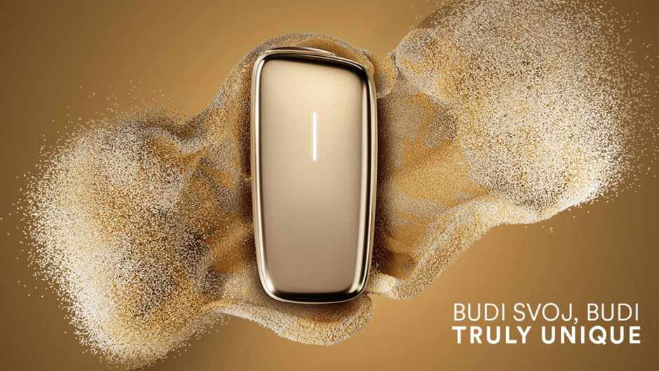 Ploom X Advance gold device on golden background