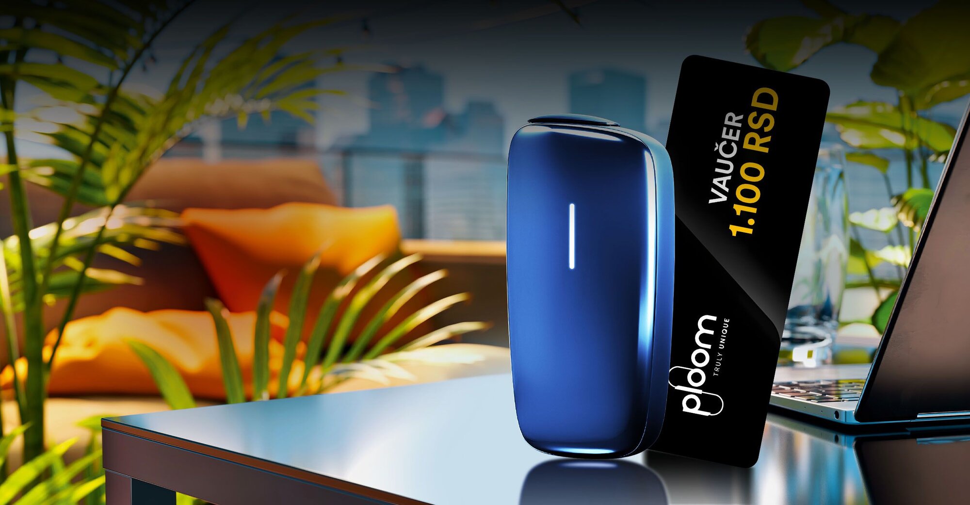 Žičara iznad mirnog jezera, zelenih brda i plavog neba, spaja mir i avanturu.