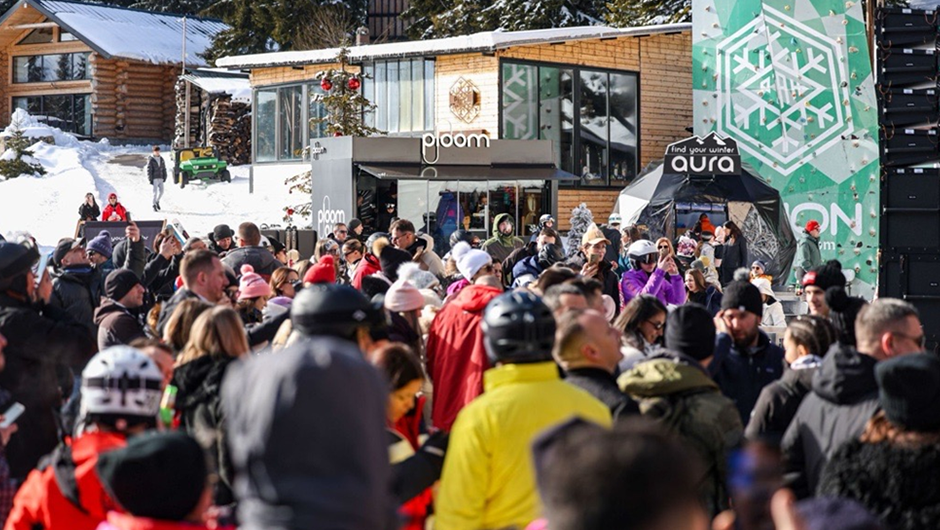 Par uživa u romantičnom trenutku pod rascvetalim drvećem.