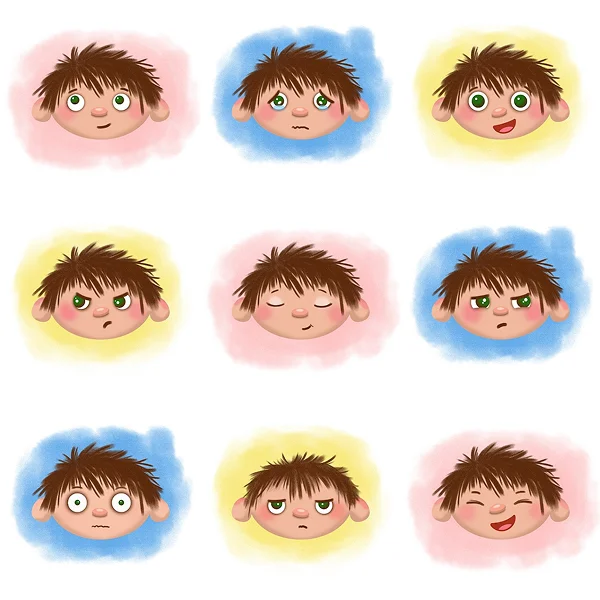 A grid of nine facial expressions