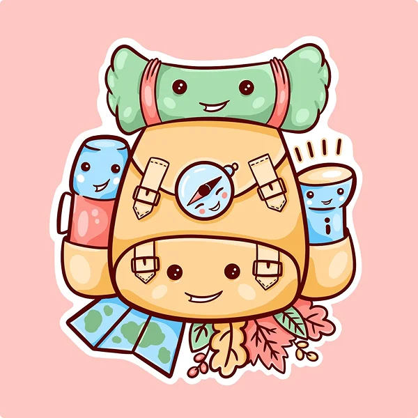 Kawaii-style illustration of a backpack