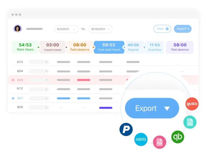 Connecteam app timesheet export