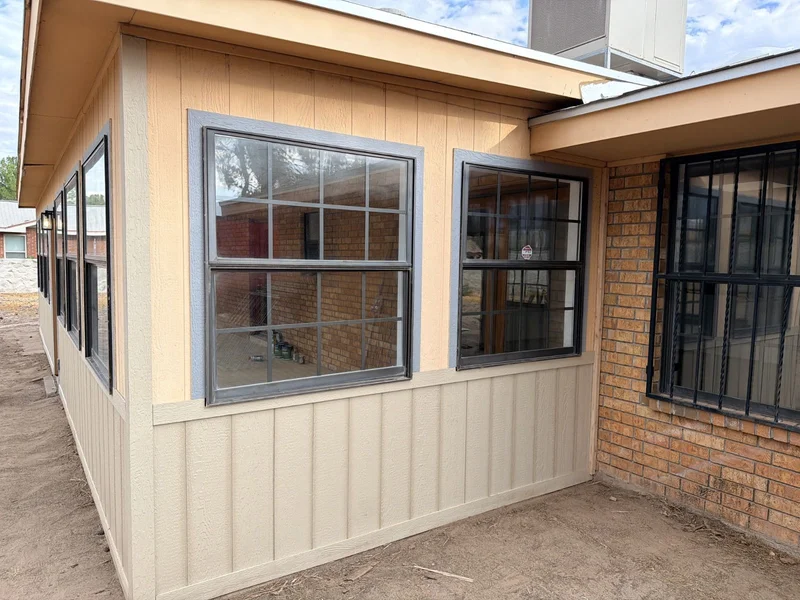 Updated exterior paneling and window trim