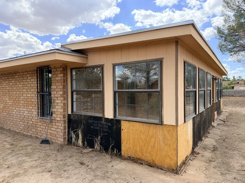 Exterior repair project before completion
