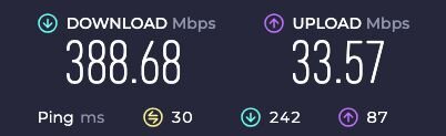 Internet download and Internet upload speeds
