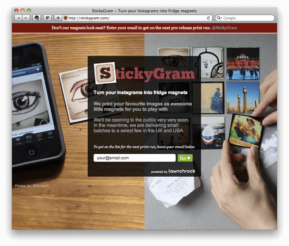 Stickygrams website