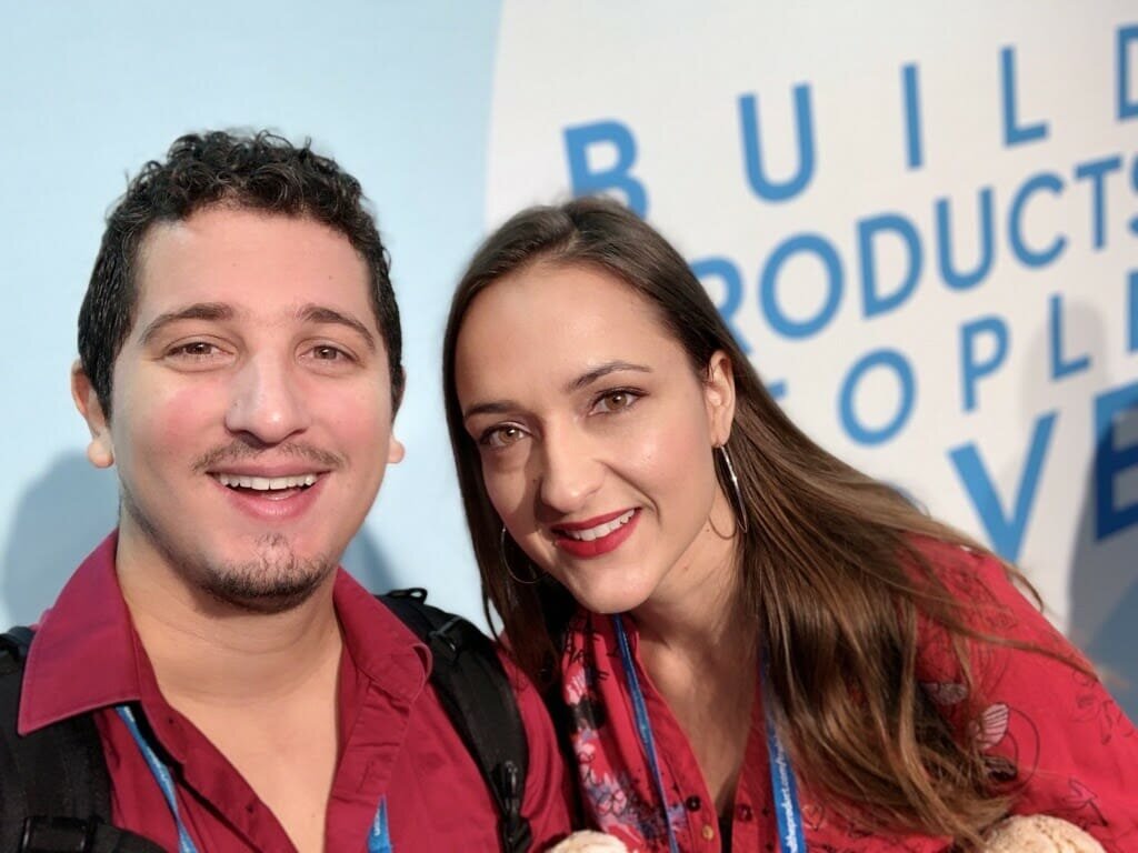 Andrea and her co-organiser Grgur Grisogono enjoying #mtpcon London in 2018