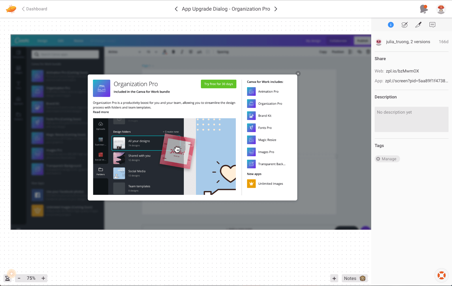a screenshot of the Canva app being designed