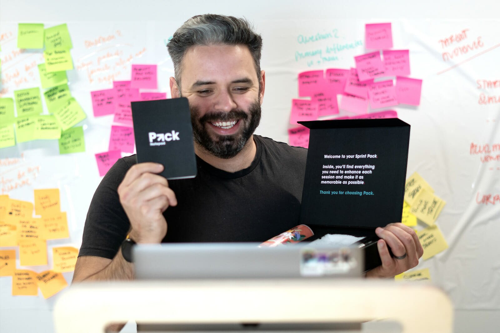 Showing off the prototype to a potential user.