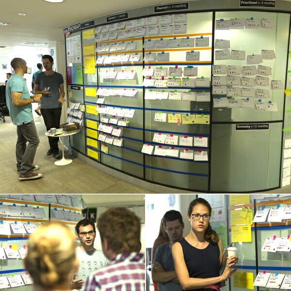 people using the roadmap wall at GOV.UK