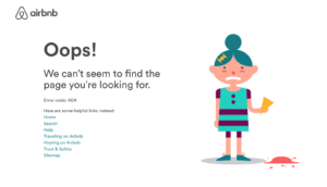 AirBNB's error page with a delightful illustration