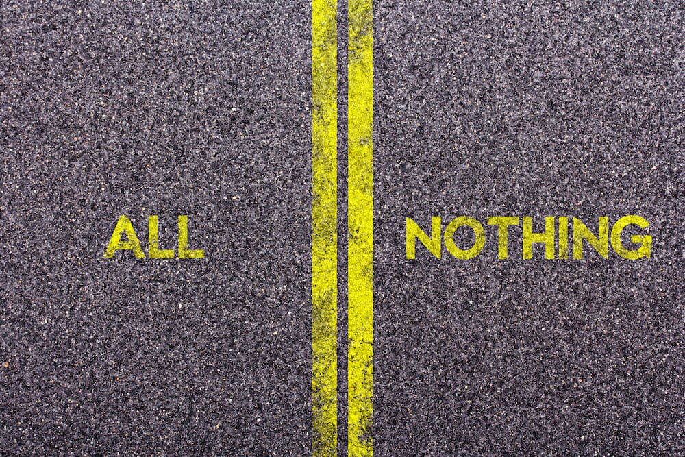 roadmarkings saying all or nothing