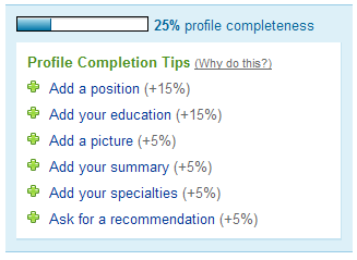 LinkedIn stretches out on-boarding by telling users their profiles are not yet complete, and suggesting what still needs to be added