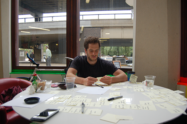 Pete uses post-its to come up with product principles