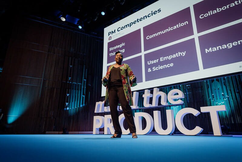 Ezinne Udezue speaking at mtpcon London 2019.