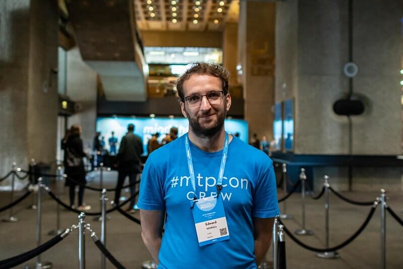 Ed Kendall volunteering at Mind the Product London