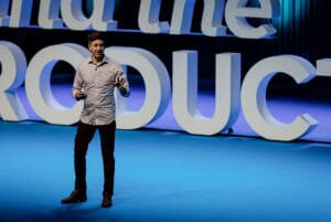 C Todd Lombardo speaking at Mind the Product London 2019