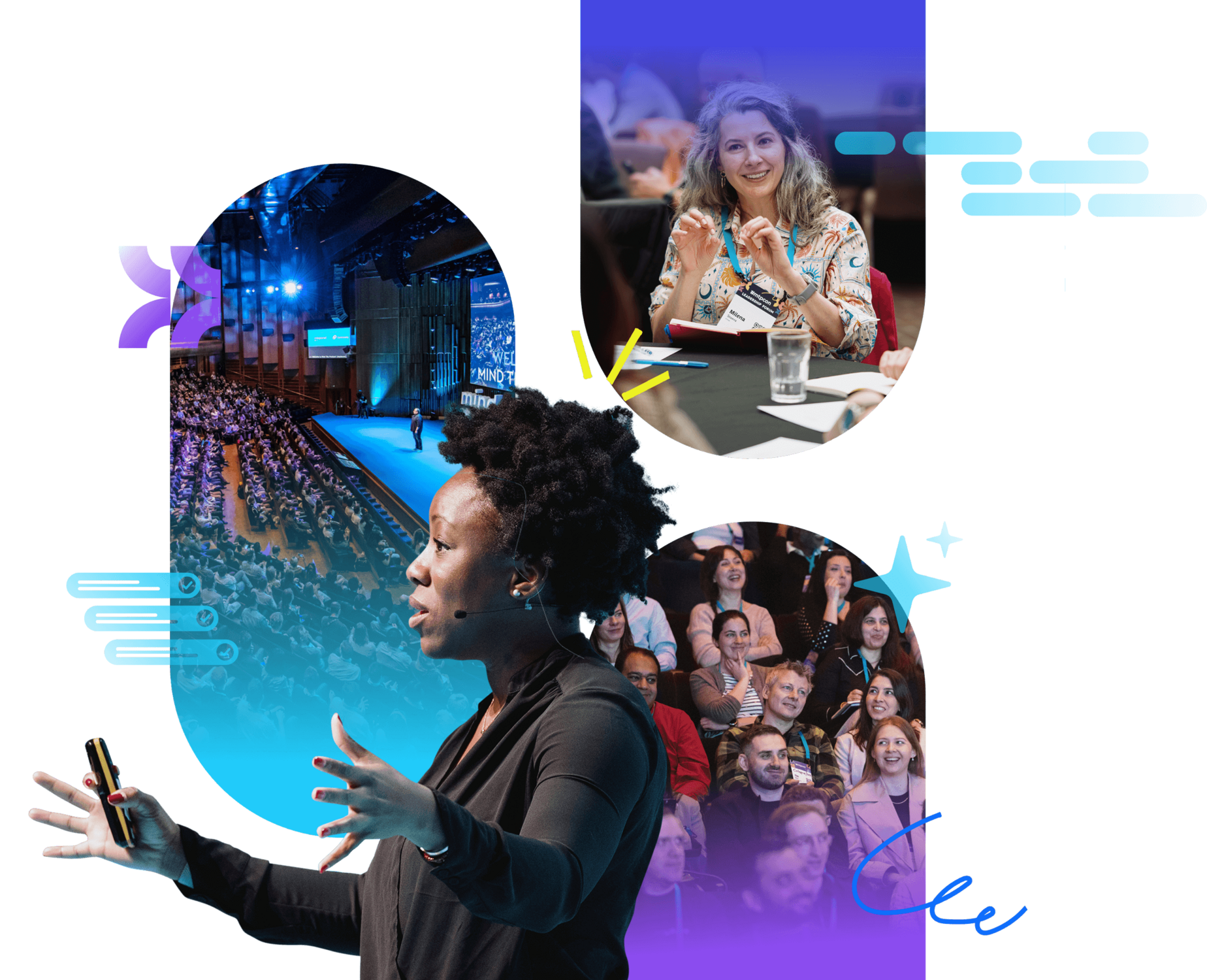 Mind the Product speakers, stage, audience, and workshops