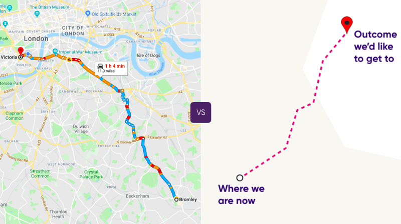 A picture of Google Maps aside a product goal