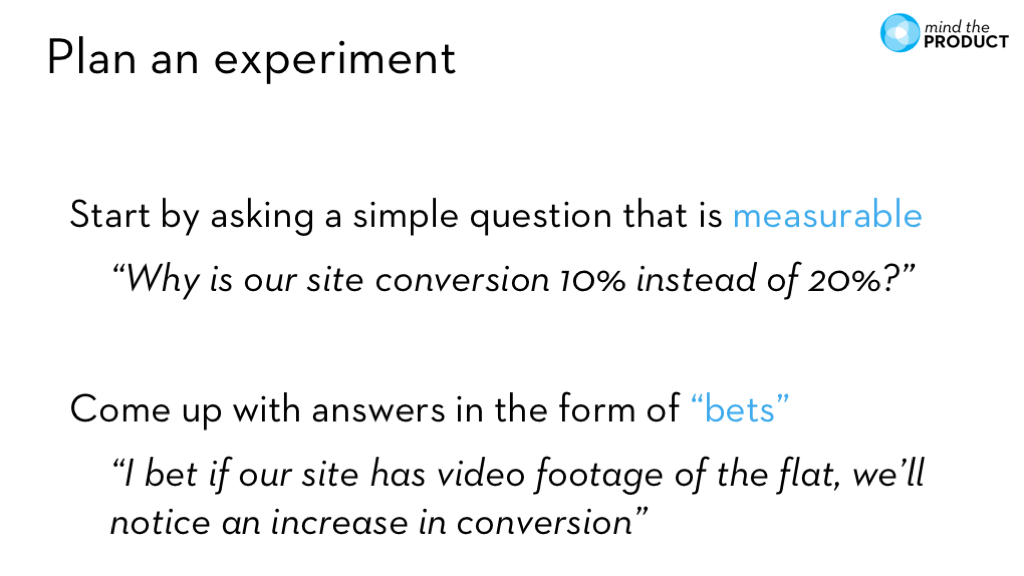 plan a product experiment with bets