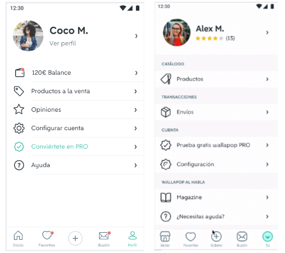 Fig. 8 First versus last version of the new User Profile tab