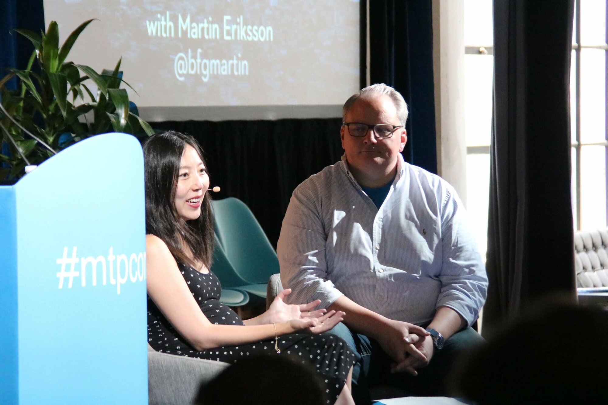 Julie Zhuo and Martin Eriksson at mtpcon Leadership Forum