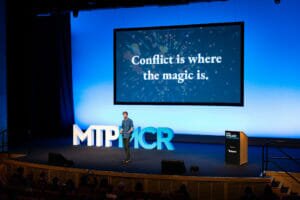 Shaun Russell speaking on stage at MTP Engage Manchester