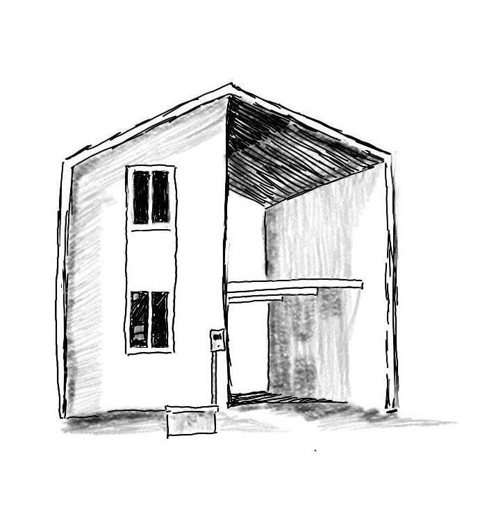 An iIllustration of a half-house designed by Elemental
