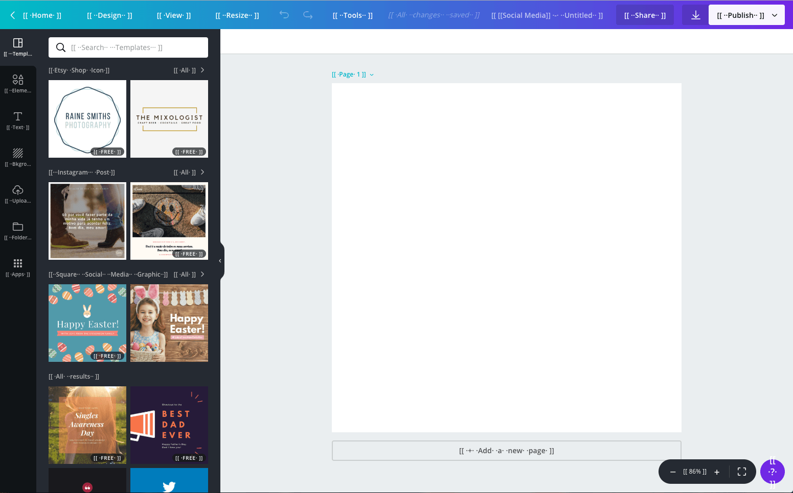 The Canva app using the en-psaccent locale