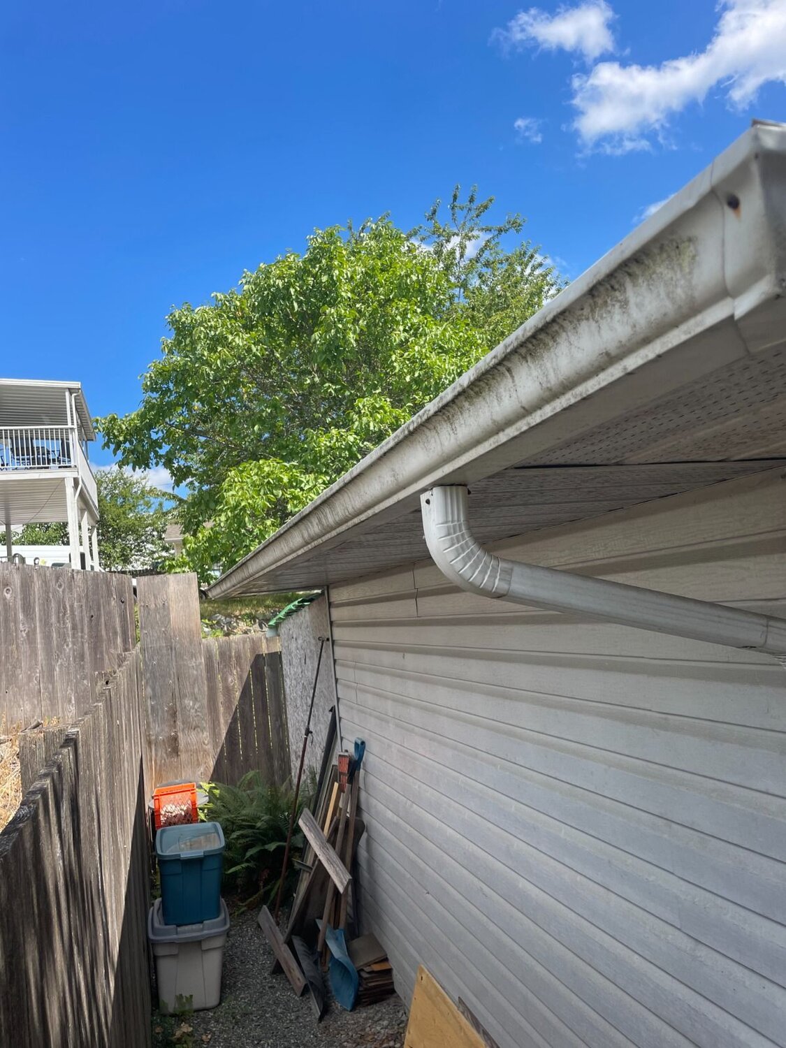 Gutter cleaning and whitening before cleaning
