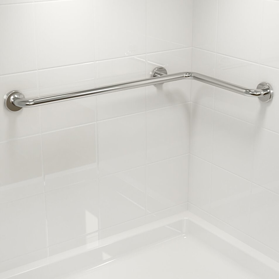 Tub and shower safety grab bar with corner extension