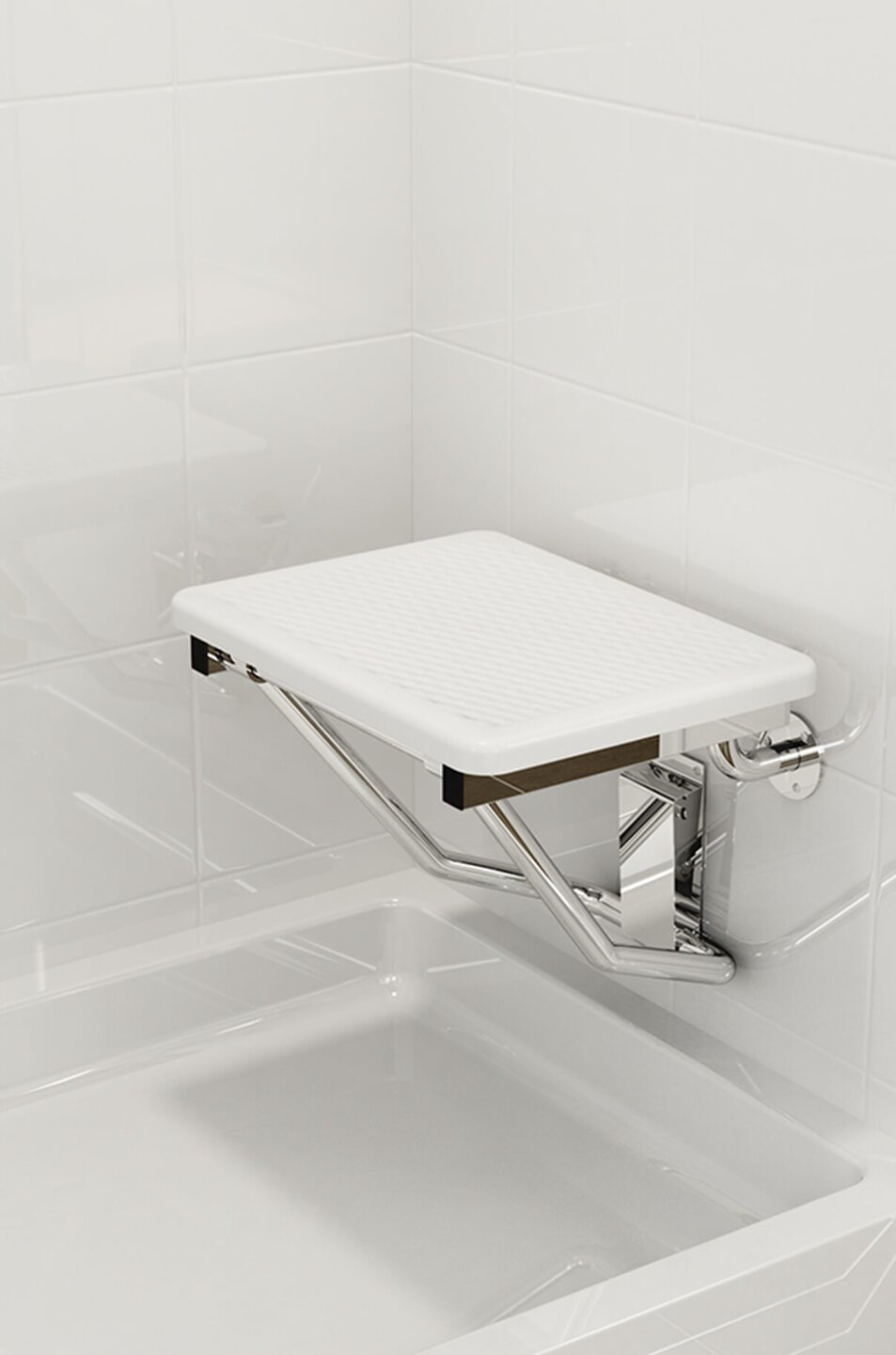 Shower bench accessory for users that can be made ADA compliant 