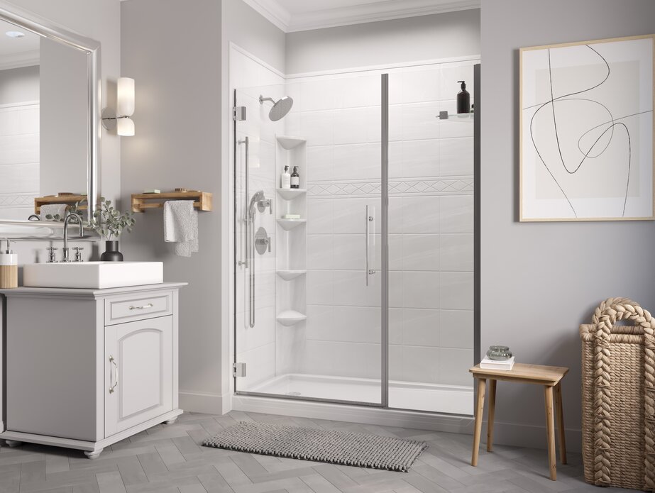 Shower door with swing door