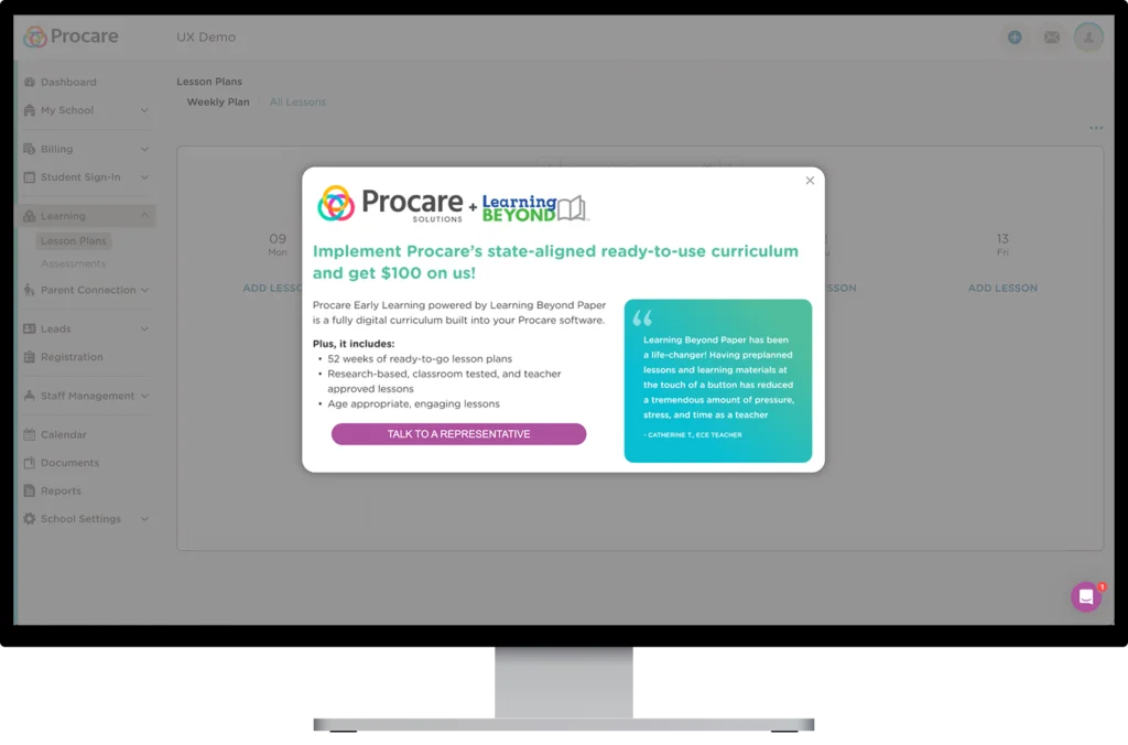 Procare screen example