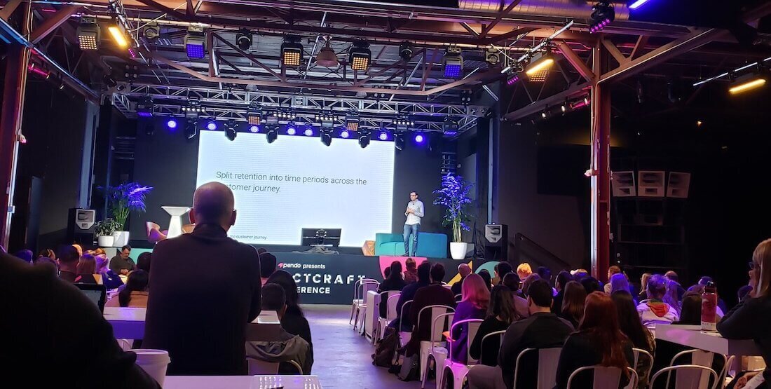 Hiten Shah speaks onstage at ProductCraft Conference: San Francisco.