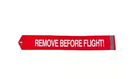 Remove before flight tag image on white background