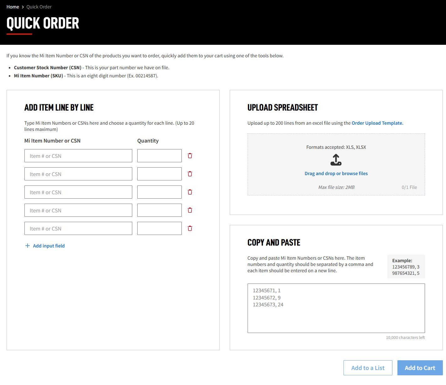 A screenshot of how the quick order dashboard looks on Motion.com