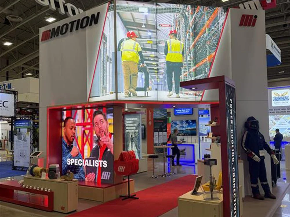 Motion event trade show booth in a convention center