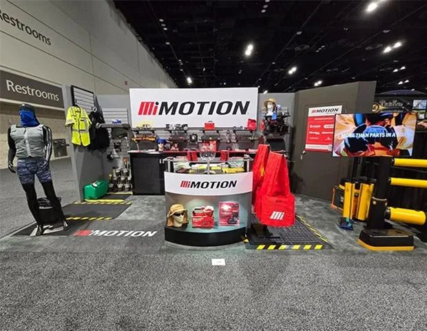 Motion event trade show booth in a convention center