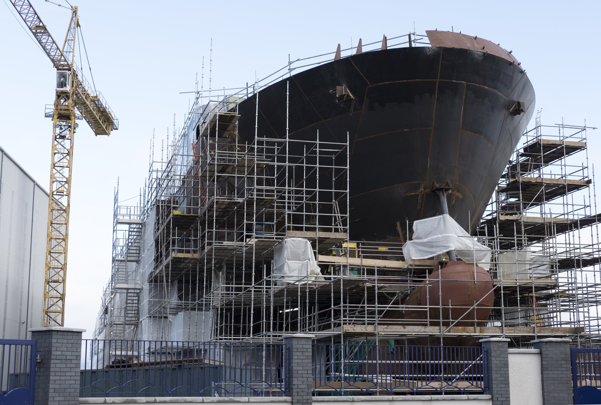 A large ship is being constructed