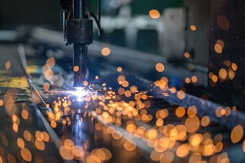 Sparks fly as a machine is welded.