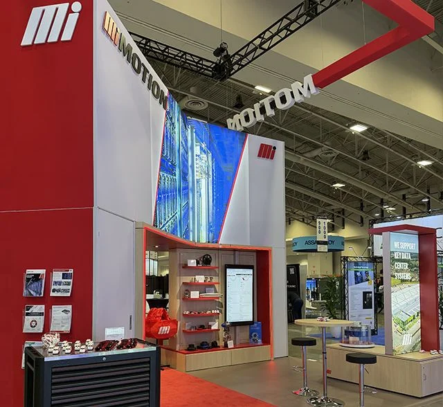 Motion event trade show booth in a convention center