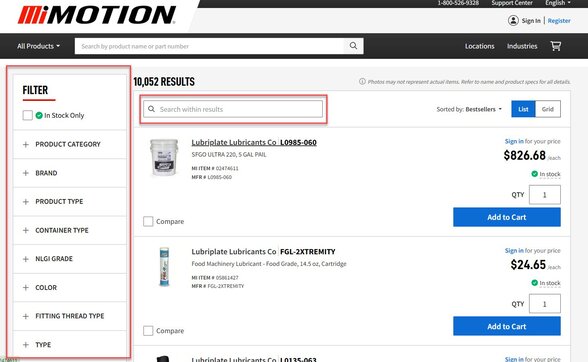 Filters and Search Within