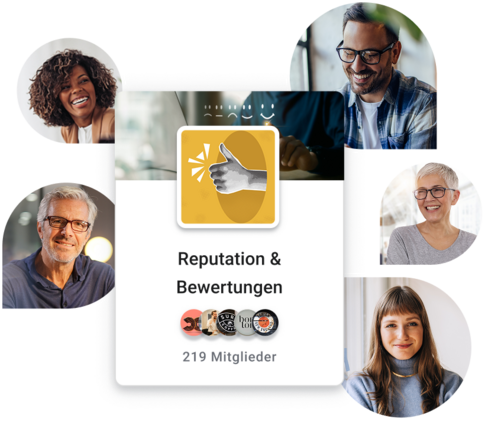 Eine Illustration von SELLWERK Mitglieder der Gruppe "Reputation & Bewertungen".