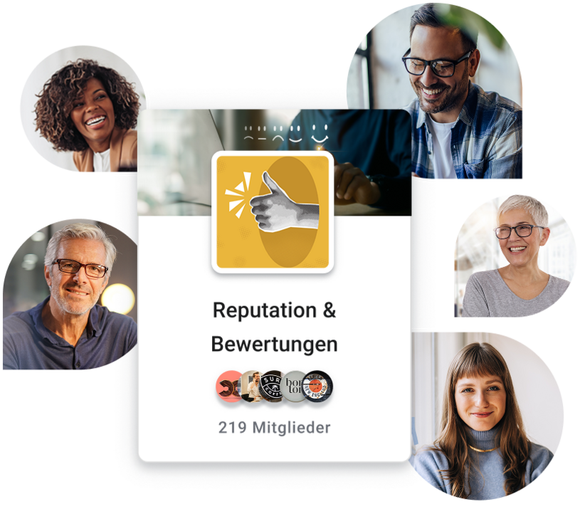 Eine Illustration von SELLWERK Mitglieder der Gruppe "Reputation & Bewertungen".